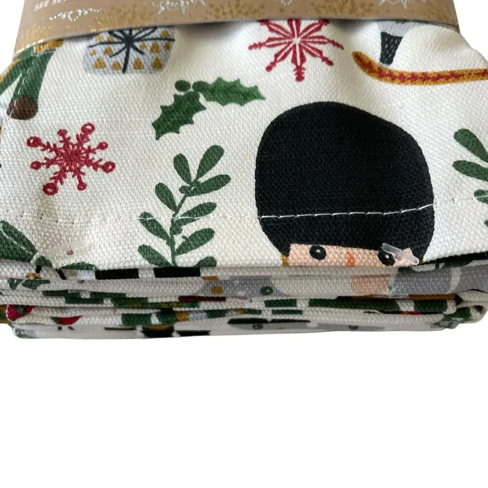Envogue Christmas Nutcracker Dinner Napkins Set of 8 Holiday Cotton 20x20 NEW